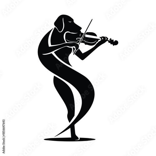Dog playing violin Vector, illustration