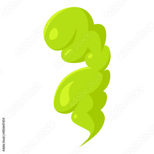Bad smell cloud, green vector icon