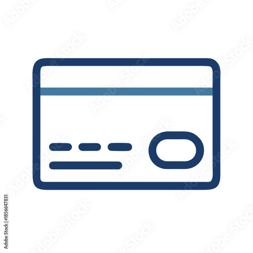 Credit card illustration with simple design and blue accents  