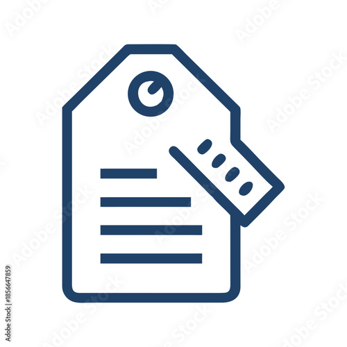 Price tag with blank lines and circular hole for attachment  