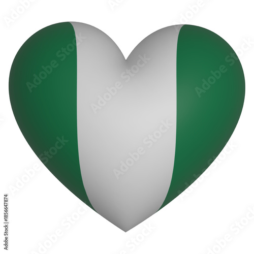 3d heart Nigeria flag icon vector illustration 