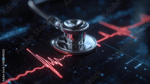 Telemedicine global health stethoscope digital heartbeat monitor ECG connecting remote care cardiology technology for fast diagnosis and clinical