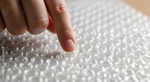 A hand popping bubble wrap.