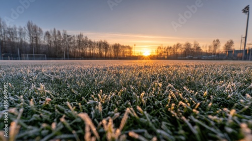 Wallpaper Mural Frost covered grass on a sports field at sunrise during a cold winter morning Torontodigital.ca