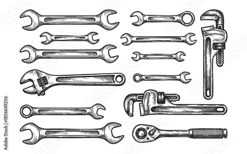Wrench Engraving of Mechanic Tools
