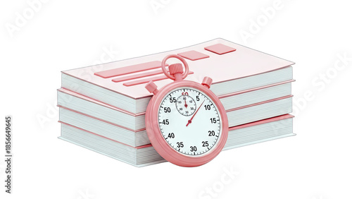 Stopwatch and Books: Time Management Concept