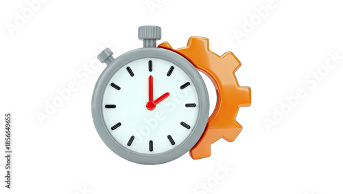 Stopwatch and Gear: Time Management Concept
