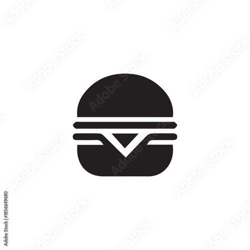 Simple black and white burger icon on a clean background