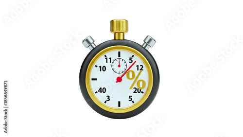 Stopwatch Showing Percentage: Time and Discount Concept