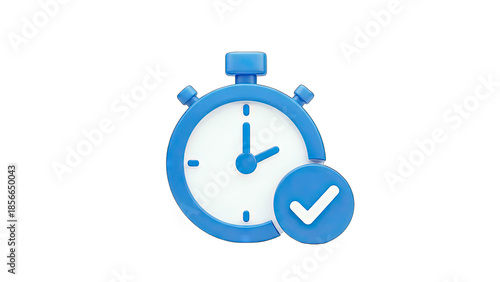 Stopwatch with Checkmark Symbol - Time Management Concept