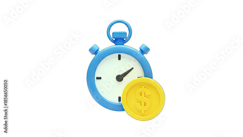 Stopwatch with Coin: Time is Money Concept