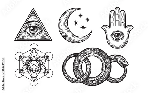 Mystic Symbols Vintage Occult and Magic Icons Set