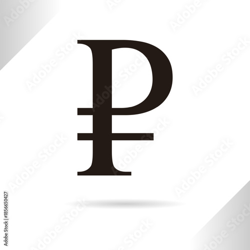 Rubel symbol isolated in white background