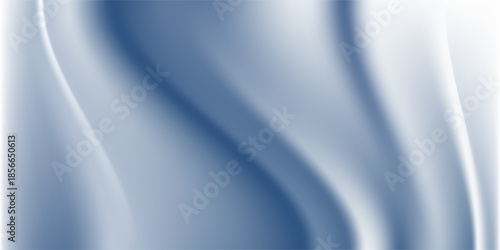 Abstract blue white luxury fabric wave background with copy space. Smooth liquid wave. Elegant shiny silk satin texture. Suit for wallpaper, cover, header, desktop, web, flyer. Vector illustration