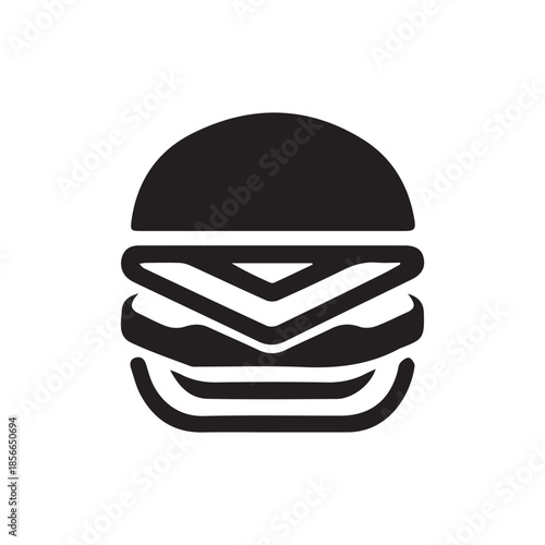 Minimalist black silhouette of a classic hamburger or cheeseburger icon