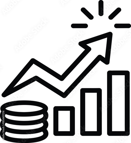 Increasing financial growth and success graph