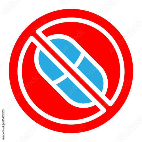 No Pills Medication Prohibition Icon	
