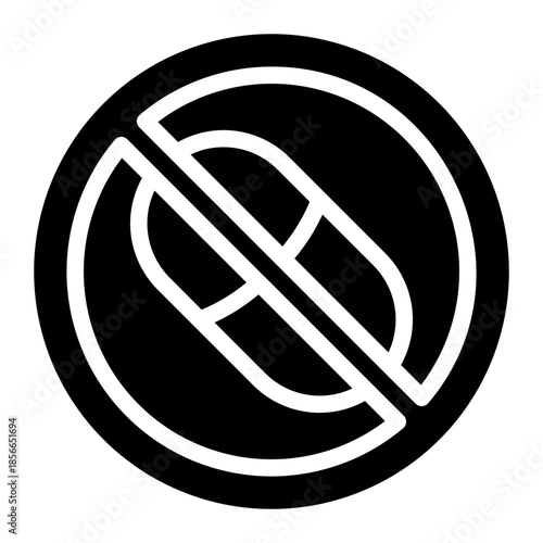 No Pills Medication Prohibition Icon	
