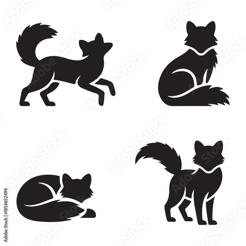 Fox profile pose wild forest animal silhouette vector graphic