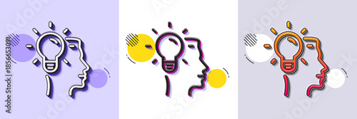Business Idea line icon. Halftone dotted pattern. Gradient icon with grain shadow. Light bulb symbol. Human head sign. Line idea icon. Various designs. Vector