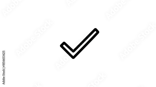 Outline checkmark icon isolated on white background. Simple tick symbol for success, approval, completion, verification, and correct status.