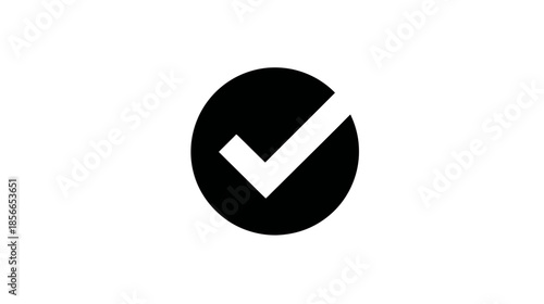 Modern Checkmark Icon in Black Circle, Success, Approval, Verification, Correct, Done, Vote, Confirm Symbol