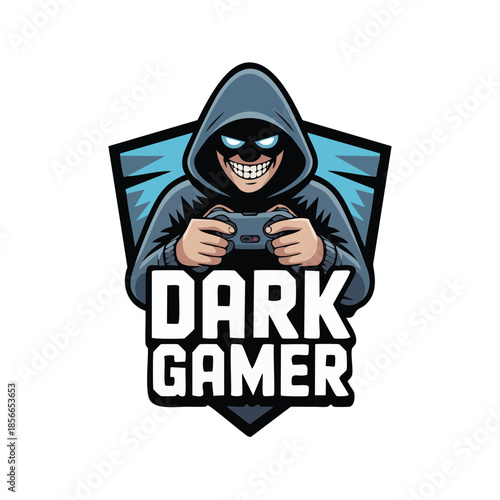 Dark Gamer Logo with Video Game Controller