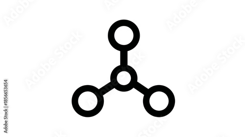 Minimalist network icon representing connection, structure, data distribution, relationships, or atomic/molecular bond