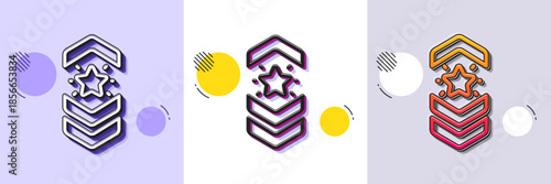 Shoulder strap stars line icon. Halftone dotted pattern. Gradient icon with grain shadow. Star award sign. Best rank symbol. Line shoulder strap icon. Various designs. Vector