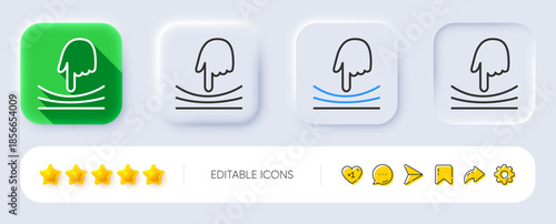 Elastic line icon. Neumorphic, Flat shadow, 3d buttons. Resilience material sign. Line elastic icon. Social media icons. Vector