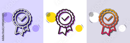 Tested stamp line icon. Halftone dotted pattern. Gradient icon with grain shadow. Approved medal sign. Certificate award symbol. Line tested stamp icon. Various designs. Vector