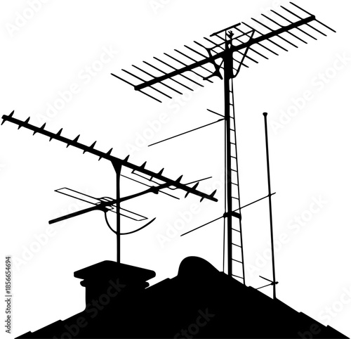 Rooftop Television Antenna Silhouette