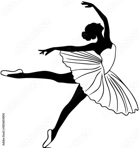 Ballerina in Tutu Silhouette Performing Leap
