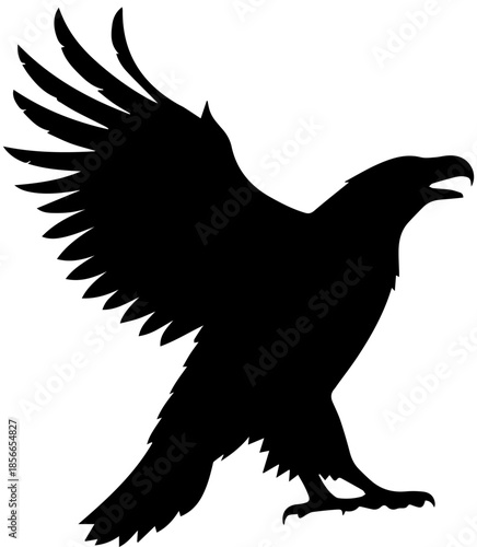 Majestic Eagle Silhouette with Open Wings