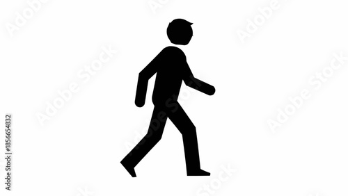 Silhouette of a person walking forward on a white background.