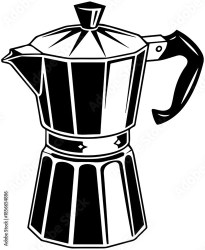 Black and White Pot Coffee Maker Illustration