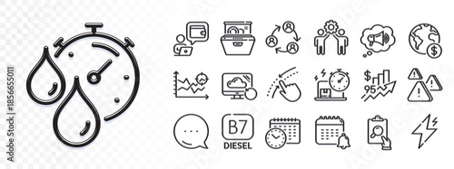 Global business, Swipe up and Teamwork line icons for web app. Glare of light effect. Message icon. Pack of Wallet, Attention, Inspect pictogram icons. Seo analysis, Calendar, Diesel signs. Vector