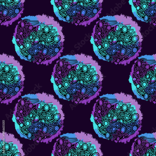 Abstract Seamless Pattern with Geometric Circles and Lines