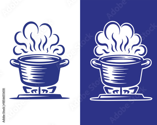 Boiling Pot with Hot Steam