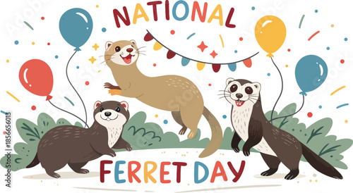 A Colorful Vector Illustration of a Playful Ferret