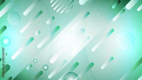 Abstract Mint Green Futuristic Background with Diagonal Motion Streaks and Glowing Geometric Shapes for Modern Technology Wallpapers and Creative Digital Media Presentations