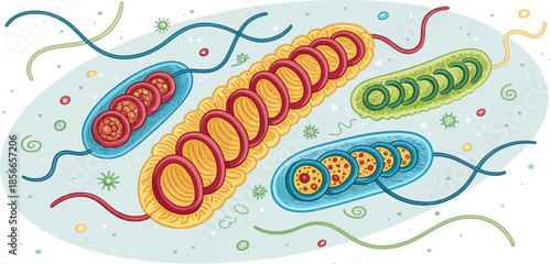 Bold Spirochete Bacteria with Vibrant Colors