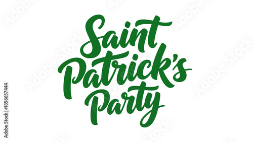 Festive Green Calligraphy Saying "Saint Patrick's Party" for Celebrations