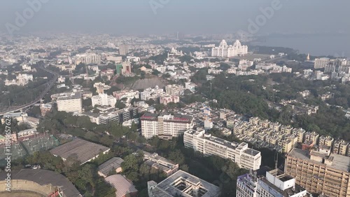 Wallpaper Mural Aerial footage of Hyderabad representing modern Indian metropolitan life. Torontodigital.ca