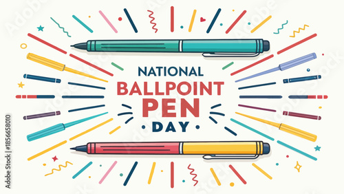 Colorful Ballpoint Pen Illustration for National Pen Day