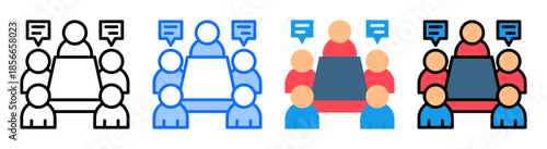 Conference Meeting Icon Multiple Style Collection Set 