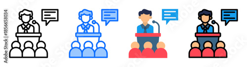 Speaker Session Icon Multiple Style Collection Set 
