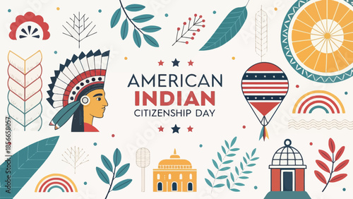 Colorful American Citizenship Day Illustration Isolated