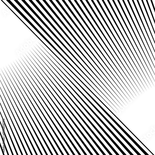 Diagonal striped illustration. Repeated black lines on white background. Surface pattern design with linear ornament. Disco lights motif. Stripes wallpaper. Digital paper for web designing. Vector art