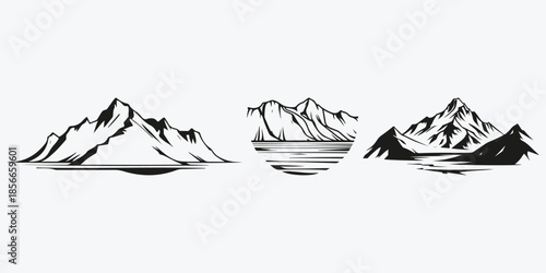 Arctic glacier logo sketch illustration vector set